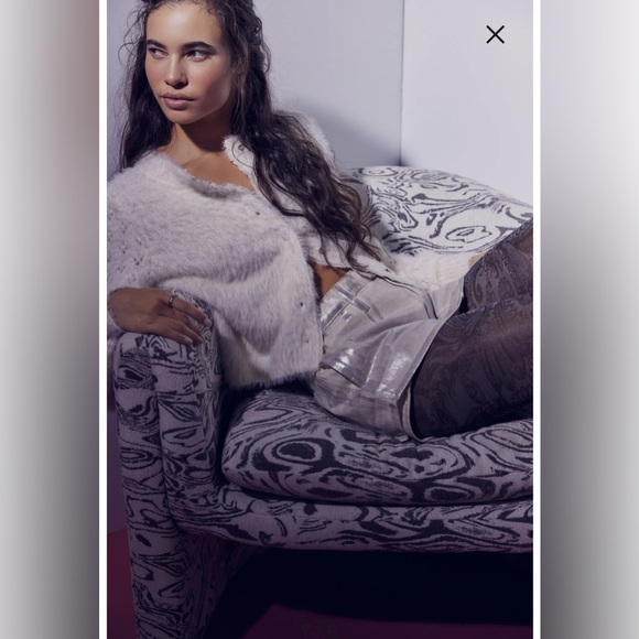 NEW FREE PEOPLE - Galivanting Metallic Denim Skort - Picture 9 of 13